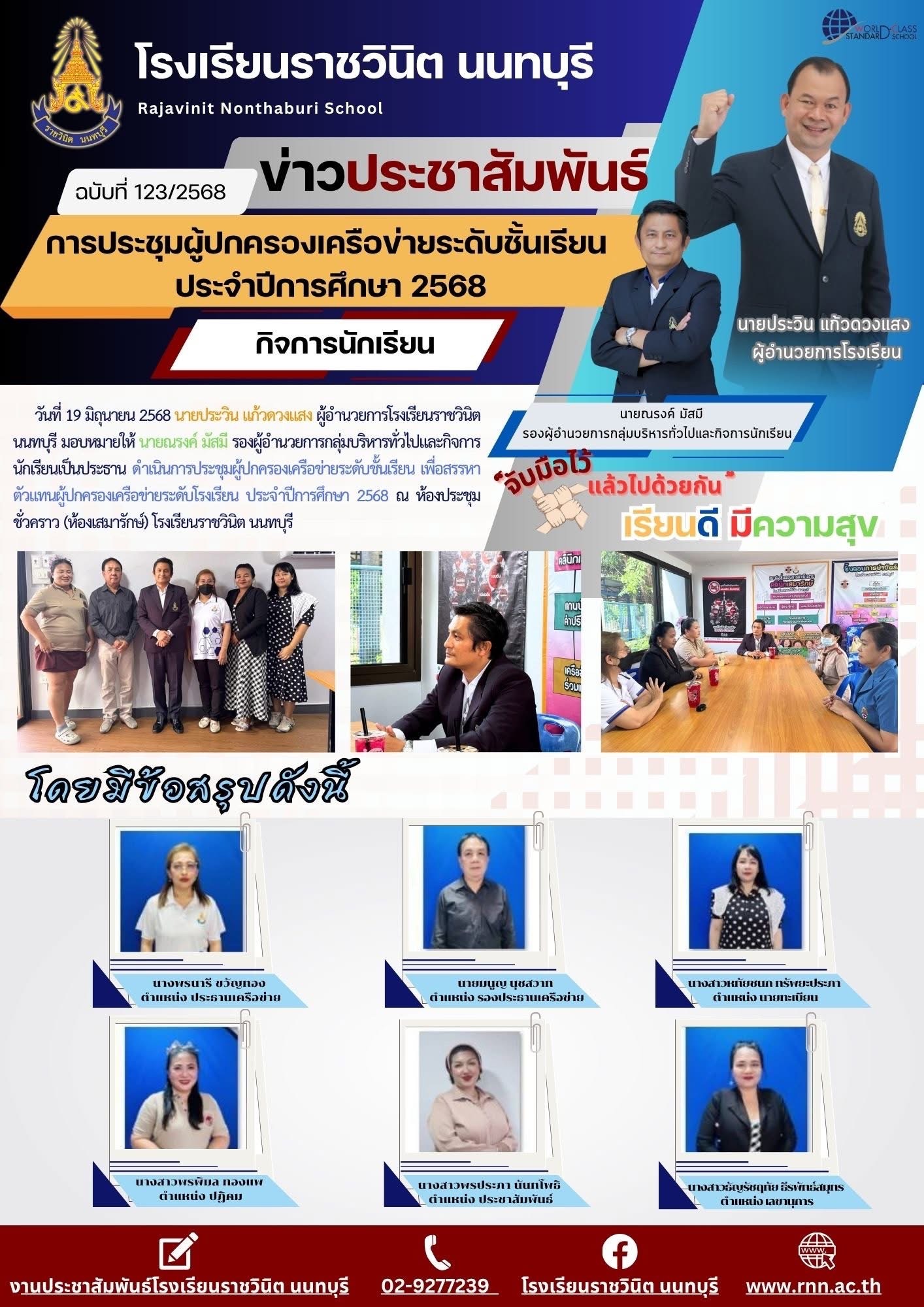 การประชุมผู้ปกครองเครือข่ายระดับชั้นเรียน